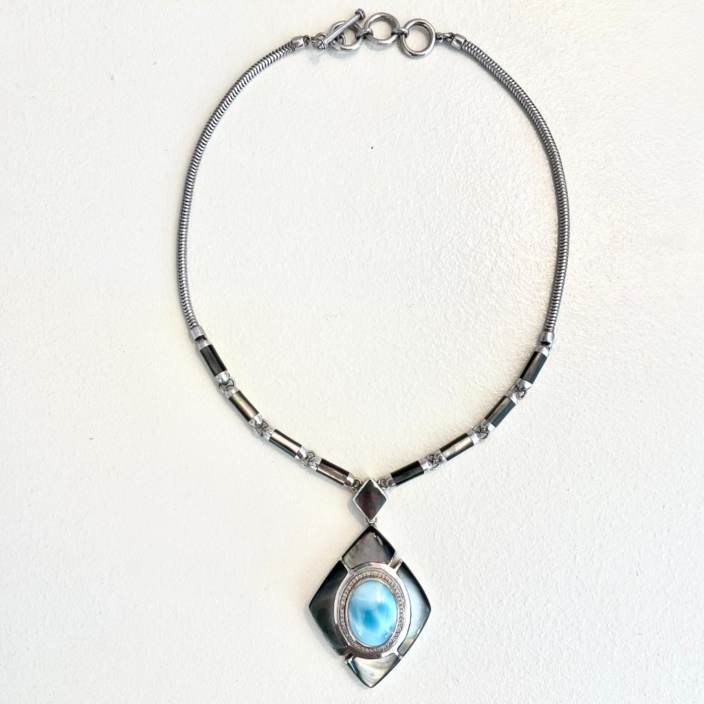 Marahlago, Larimar & Mother Of Pearl Necklace